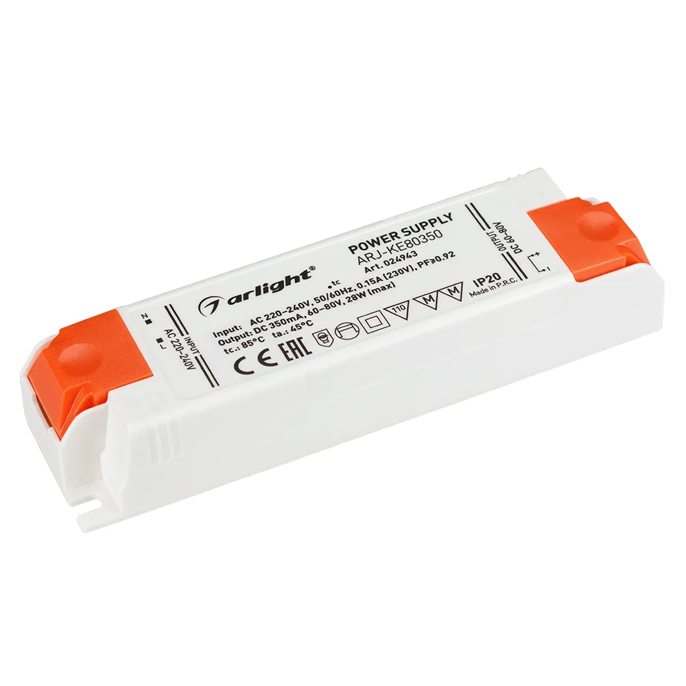 Блок питания ARJ-KE80350 (28W, 350mA, PFC) (Arlight, IP20 Пластик, 5 лет) - изображение товара