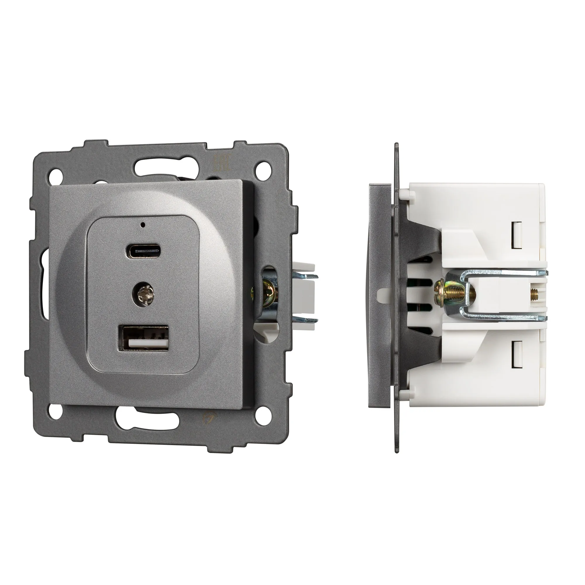 Механизм USB розетки SCT-MUAC-PL-GR-V (5V, 3A, QC4) (Arlight, -) - изображение товара